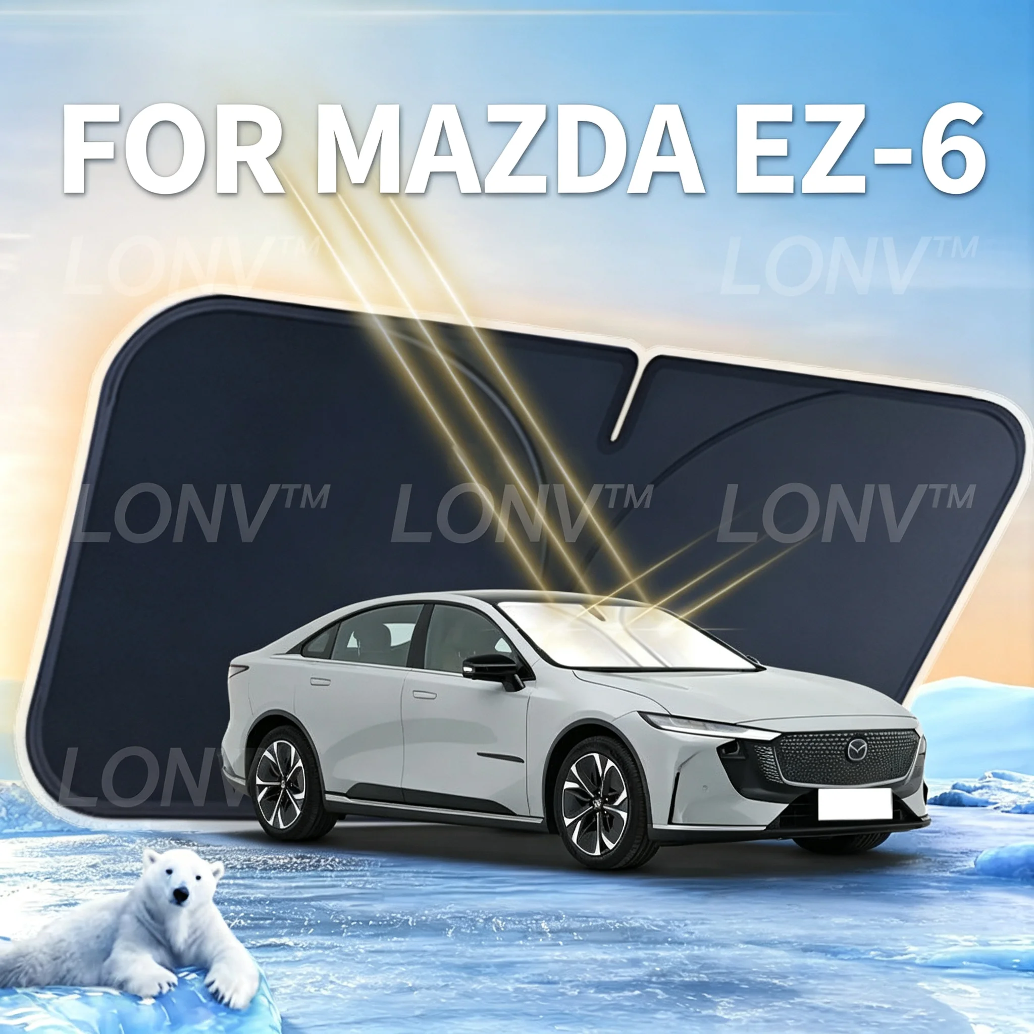 Für Mazda EZ‑6 6e 2026 2027 2023 2024 2025 Auto-Sonnenschutz Frontscheibenabdeckung Faltbarer Auto-Wärmeisolierungs-Zubehör