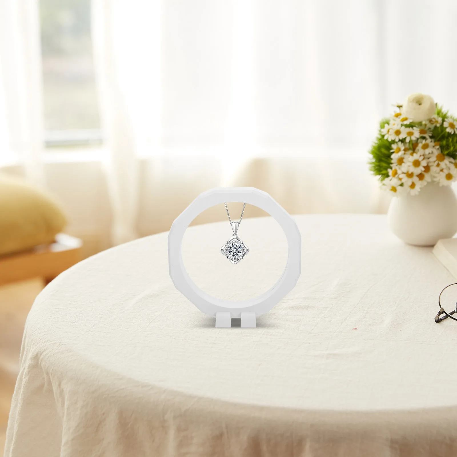 ثلاثية الأبعاد العائمة الإطار الظل صندوق عرض 12.8 سنتيمتر قطرها شفافة صندوق عرض المجوهرات عملة قلادة الوقوف