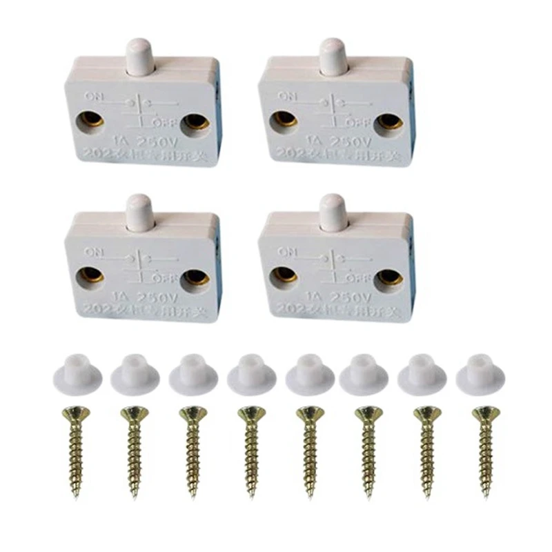 ABYL 4 Pcs Cabinet Door Switch Cabinet Lamp Switch Drawers Open on Close Door Applicable to 12V 24V 110V White