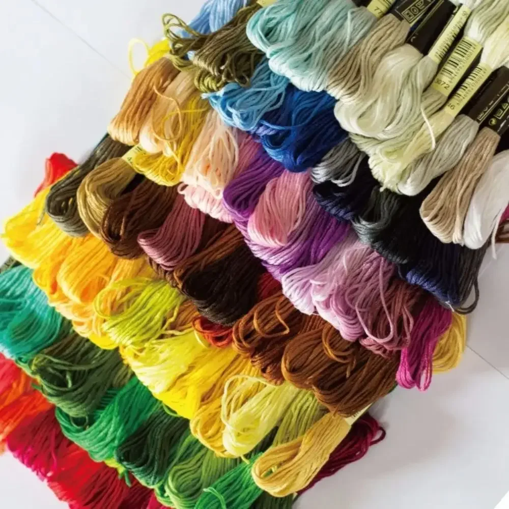 Unique Cross Stitch Thread Craft Gradient Color Floss Sewing Skeins 24 Pieces /8 Meters /6 Strands Polyester Cotton