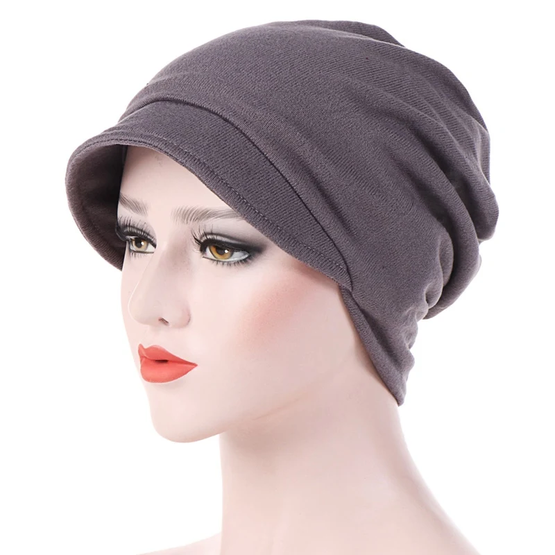 Fashion Hat Women Solid Casual Plait India Hat Muslim Ruffle Cancer Chemo Hat Short Brim Scarf Turban Head Wrap Cap