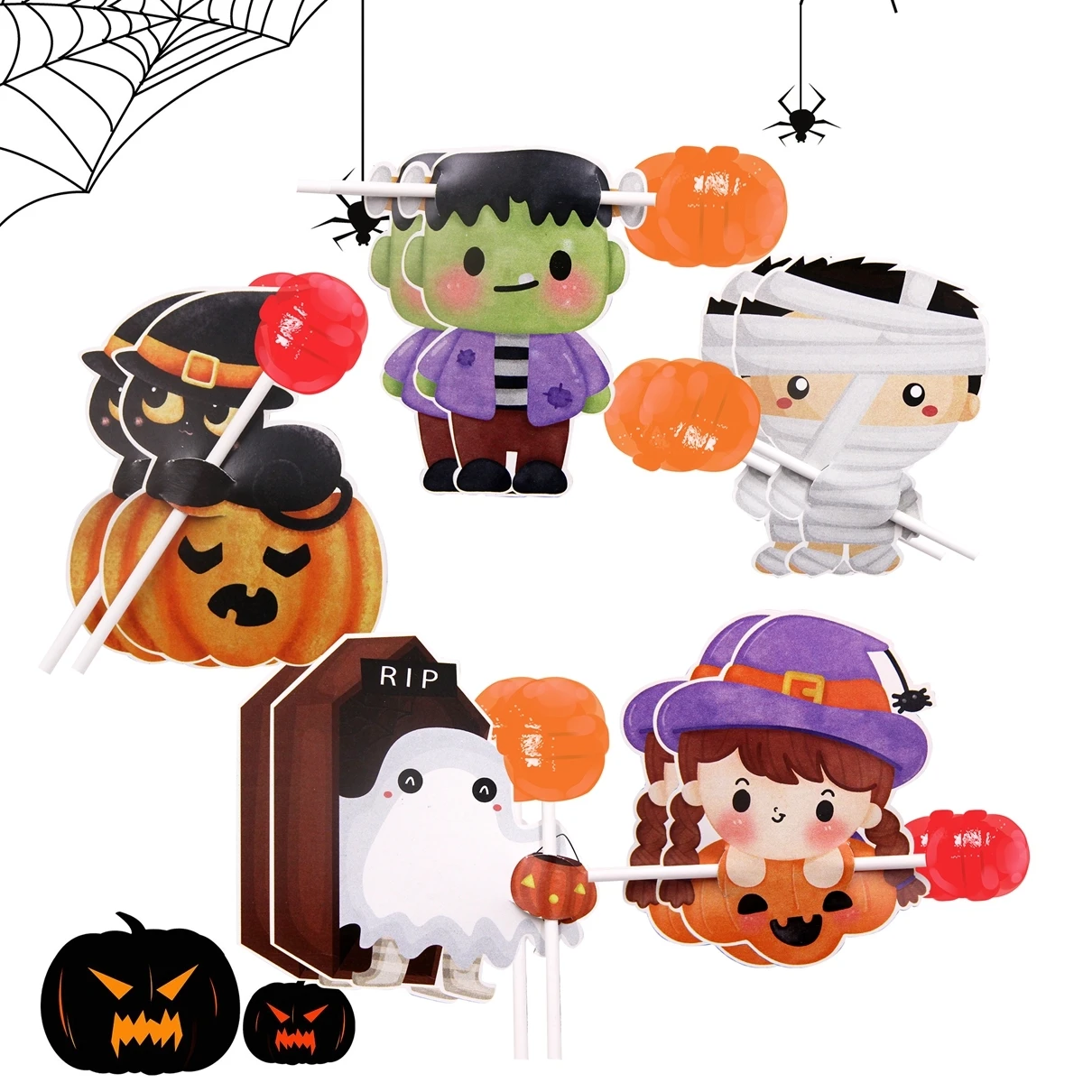 كرتون مصاصة للأطفال ، الهالوني ، القط ، الشبح ، عبوات الحلوى ، الخدعة ، الهدايا ، حفلات الهالوان ، حاملات الحلوى ، 40 بطاقة