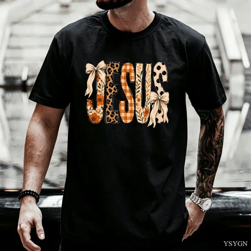 Jesus Fall Halloween T Shirts Trendy Autumn T-Shirt Casaul Round Neck Christian Faith Polka Dot Jesus Tshirts Men Women Round