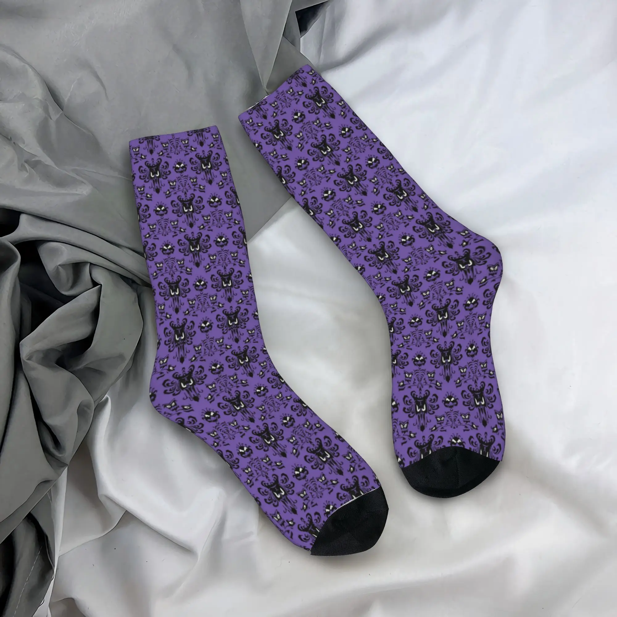 

Custom Cute Mens Haunted Mansion Dress Socks Unisex Warm Comfortable 3D Printing Halloween Ghost Happy Haunts Crew Socks