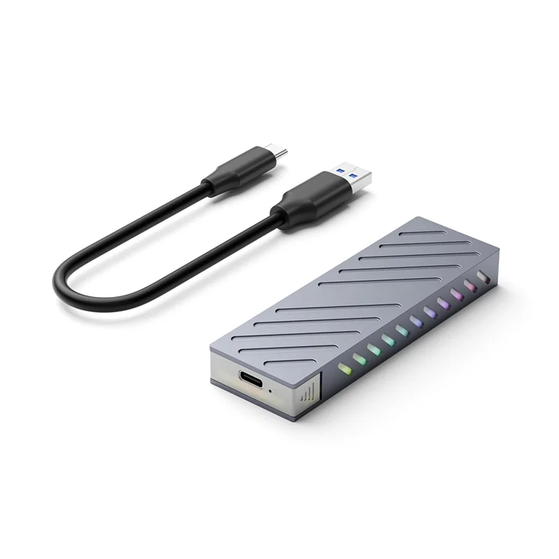 

Tool-Free M2 SSD Case Nvme/SATA Dual Protocol Enclosure Adapter 10Gbps USB 3.2 Gen2 USB C External Drive Case B