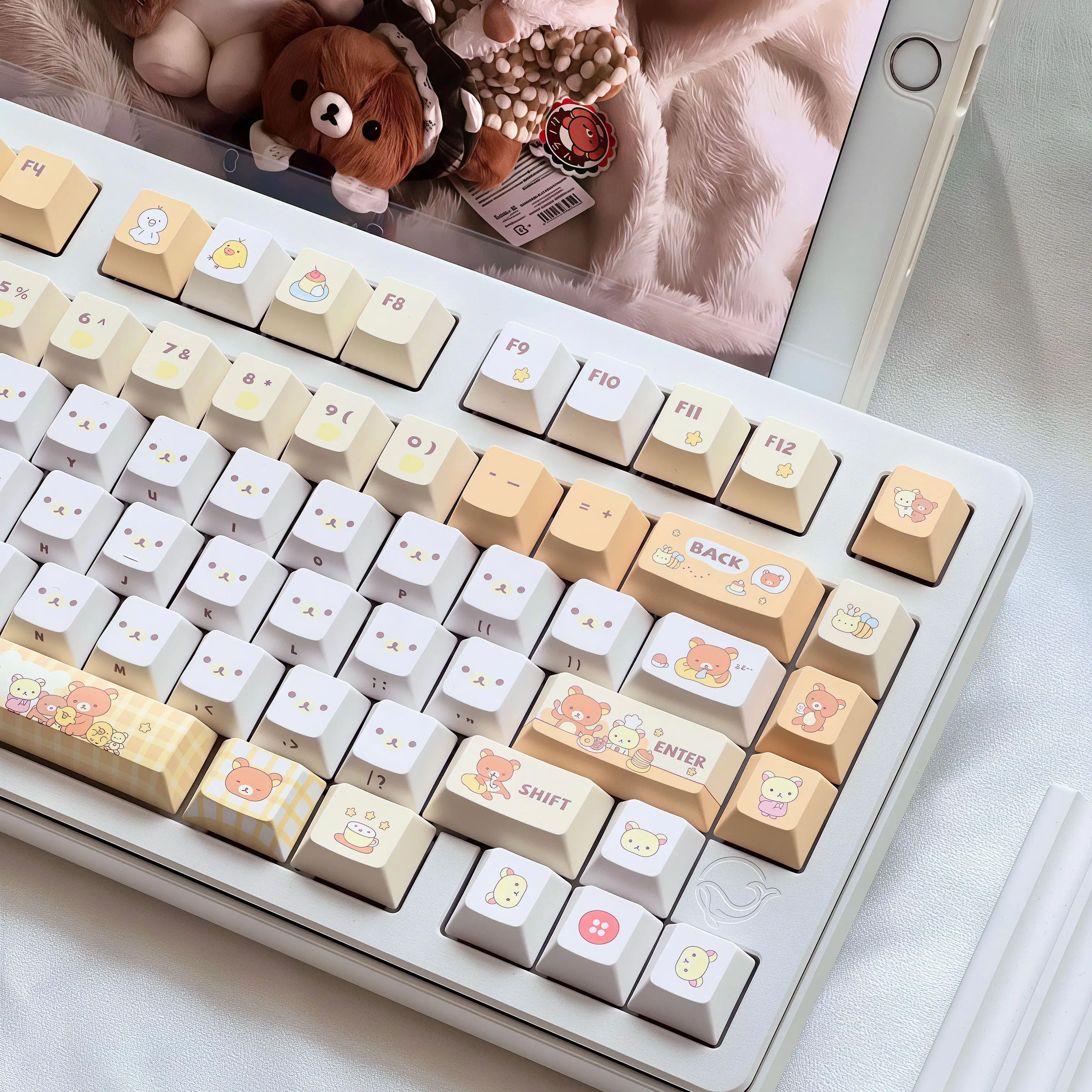 Cute Cartoon Bear Keycap Set 120 Keys Cherry Profile PBT Five-Side Dye-Sublimated MX Switch Gaming Mechanical Keyboard Keycap