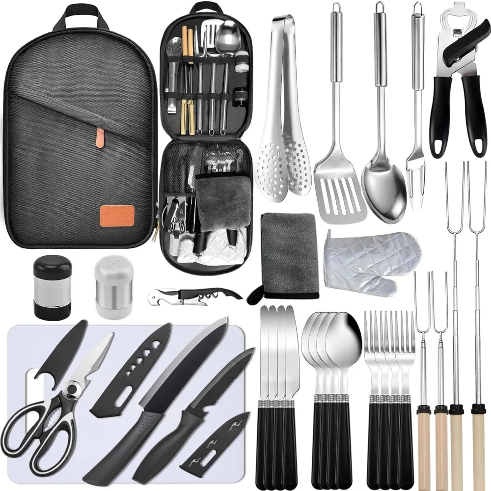 

Camping Cooking Utensils Set - Camping Utensil Set Car Camping Cooking Essentials Gear for Camp Kitchen Cooking and Grilling, St