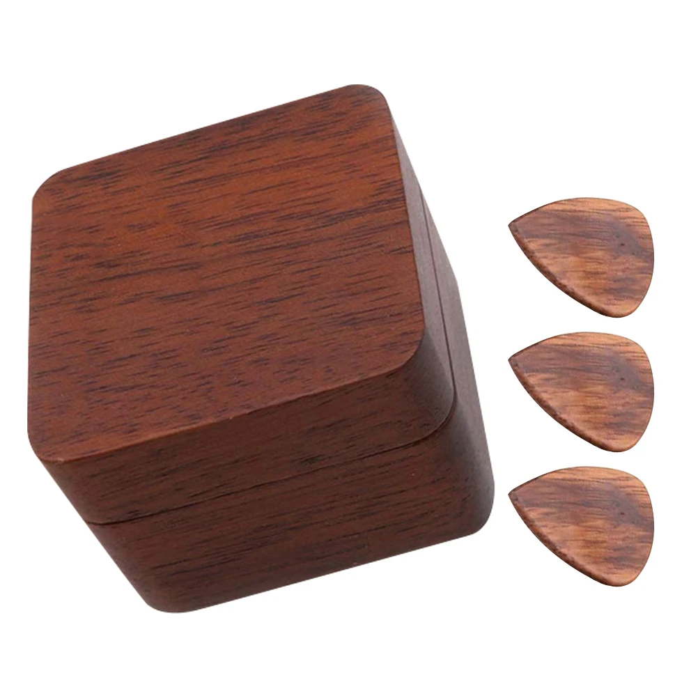 

Wooden Pick Set Brown Durable Folk Acoustic Electric Picks Ergonomic Design Guitar Practice Accessories Box Stringed Instrument