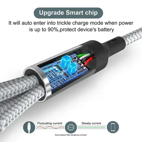 मल्टी चार्जर केबल 4 इन 1 चार्जिंग केबल यूएसबी फास्ट चार्ज टू एंड्रॉइड आईफोन टाइप सी चार्जर आईफोन हुआवेई एंड्रॉइड फोन के लिए 10 best sales यूएसबी से यूएसबी केबल - №7