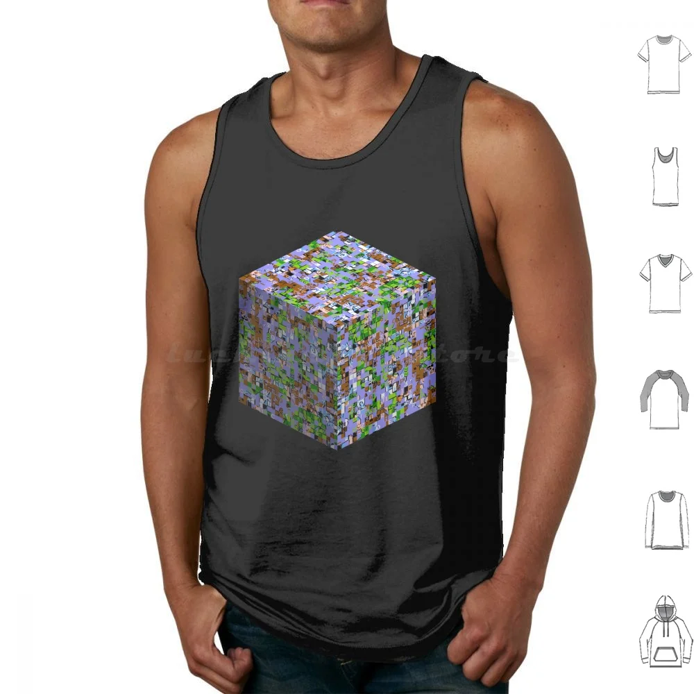 World 1-1 Tank Tops Vest Sleeveless Pixel Art Glitch 8bit Pixel Geek Games Nes Pixelart Glitchart Abstract Pattern