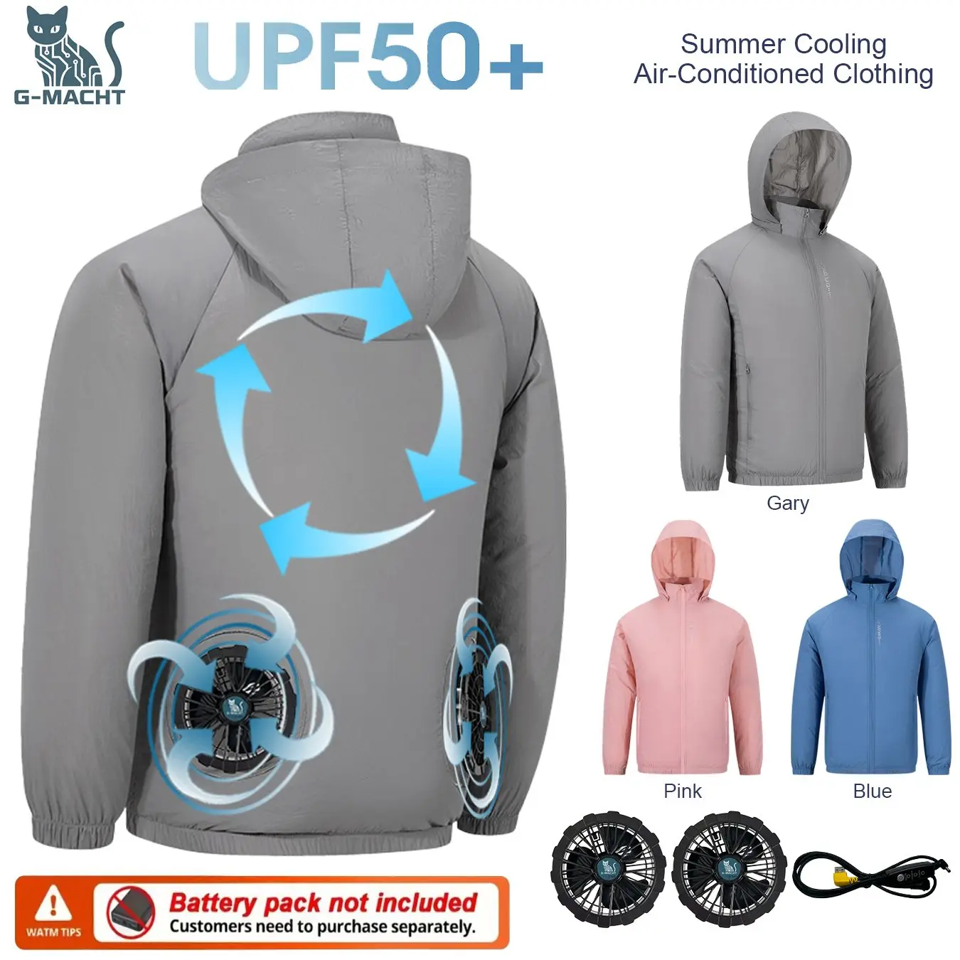 USB Fan Cooling Jacket Detachable Hat Summer Air Conditioning Clothes Breathable UV Protection Coat For Outdoor Work Fishing
