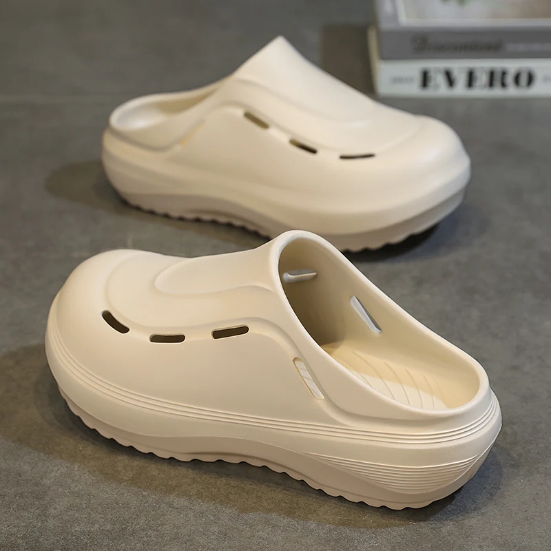 

Baotou slippers men's and women's comfortable anti slip home shoes lightweight thick soled fashionable perforated beach shoes