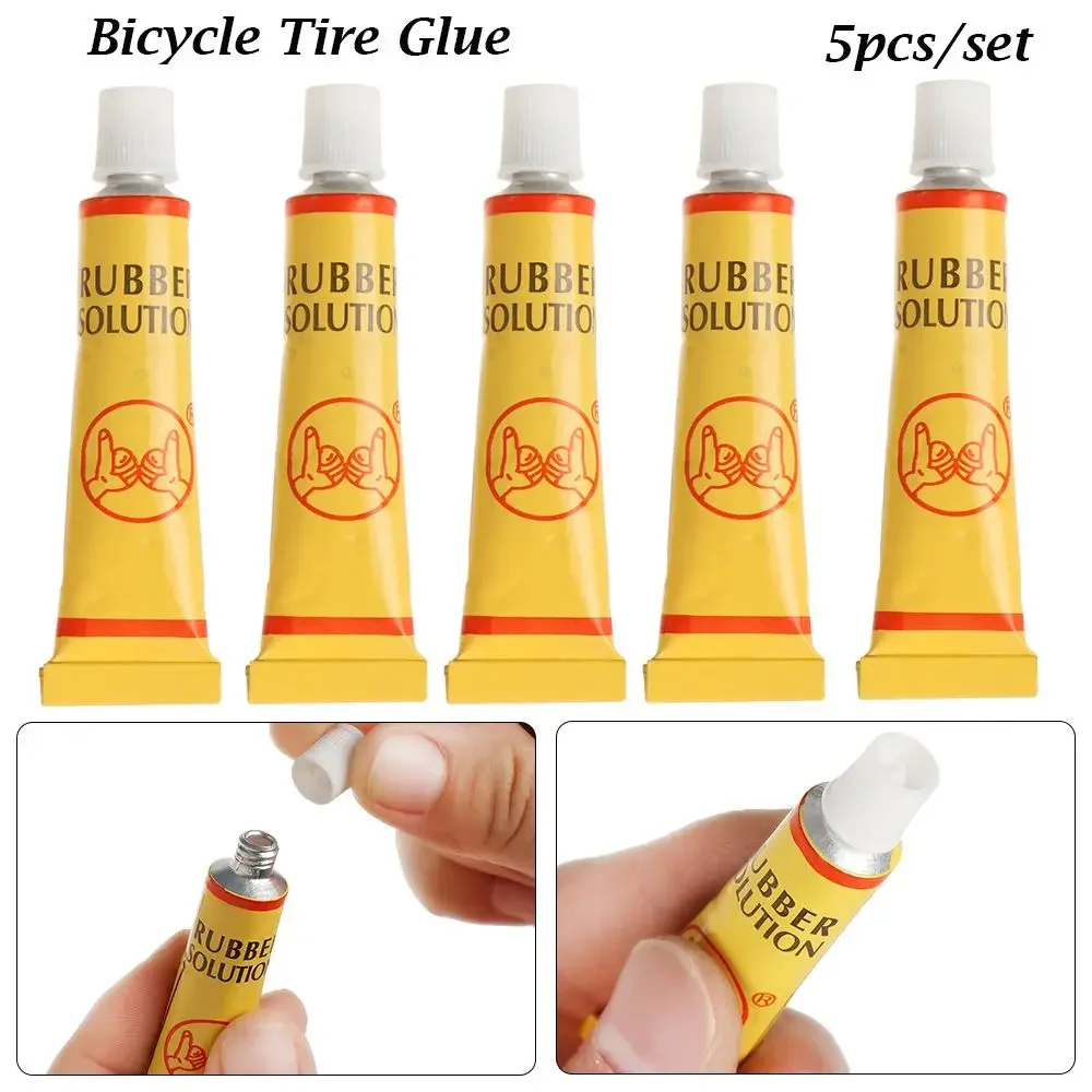 Cola para reparo de pneus de bicicleta, 5 peças 8ml-cimento de borracha para reparos de tubo interno de bicicleta de estrada e montanha