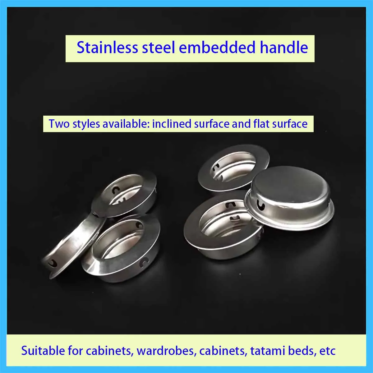 Stainless Steel Circular Handle Drawer Cabinet Door Sliding Door Concealed Embedded Invisible Small Handle Opening 35mm