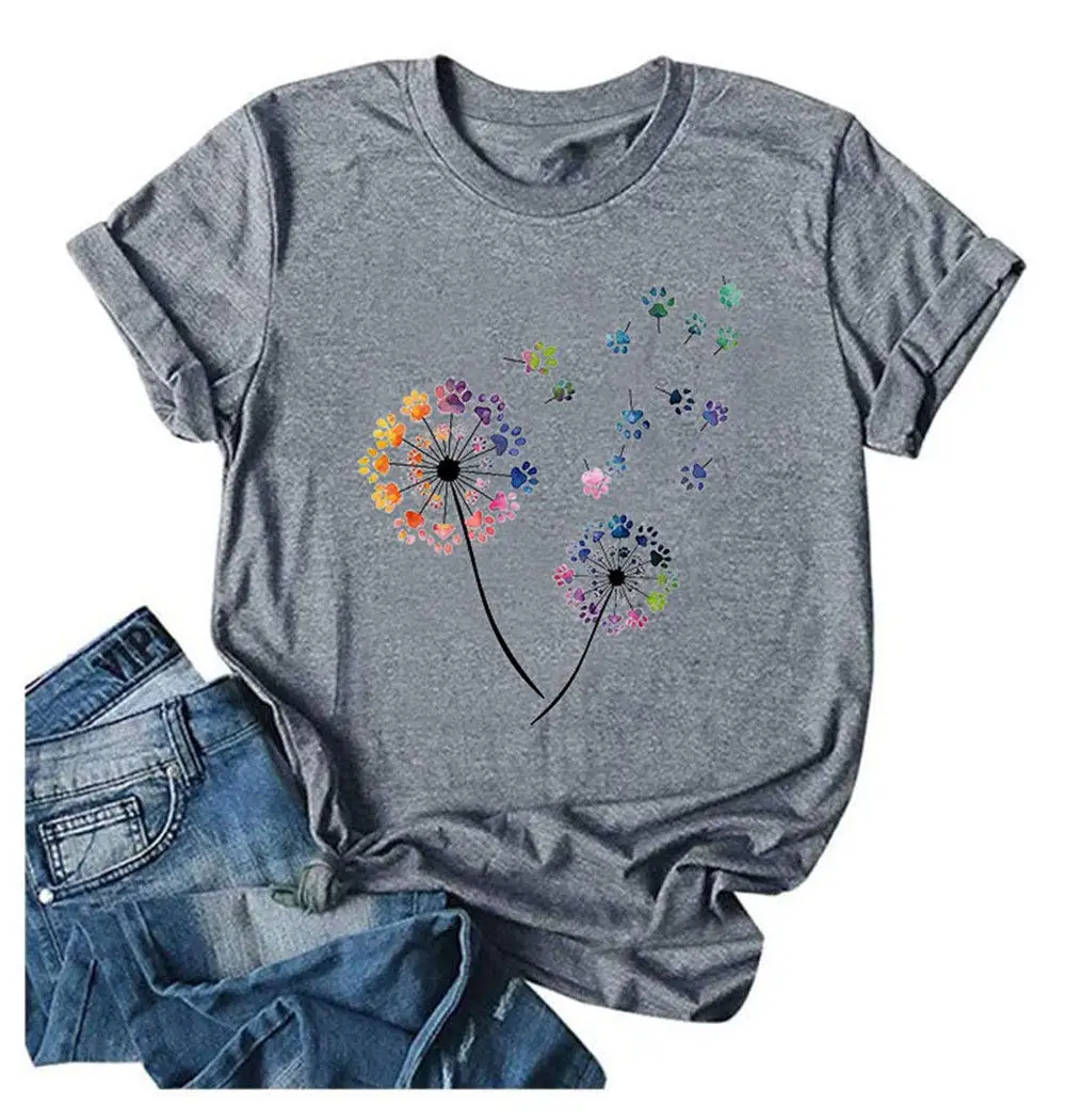 T-shirt grafiche tarassaco da donna ragazze adolescenti carino girasole vestiti alla moda magliette Casual 51679