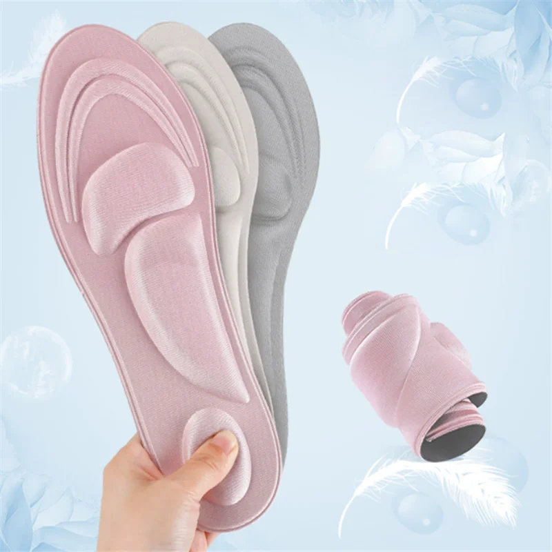 4D Memory Foam Shoes Insole Breathable Pain Relief Massage Fasciitis Cushioning Insoles Feet Arch Support Sports Pads Men Women