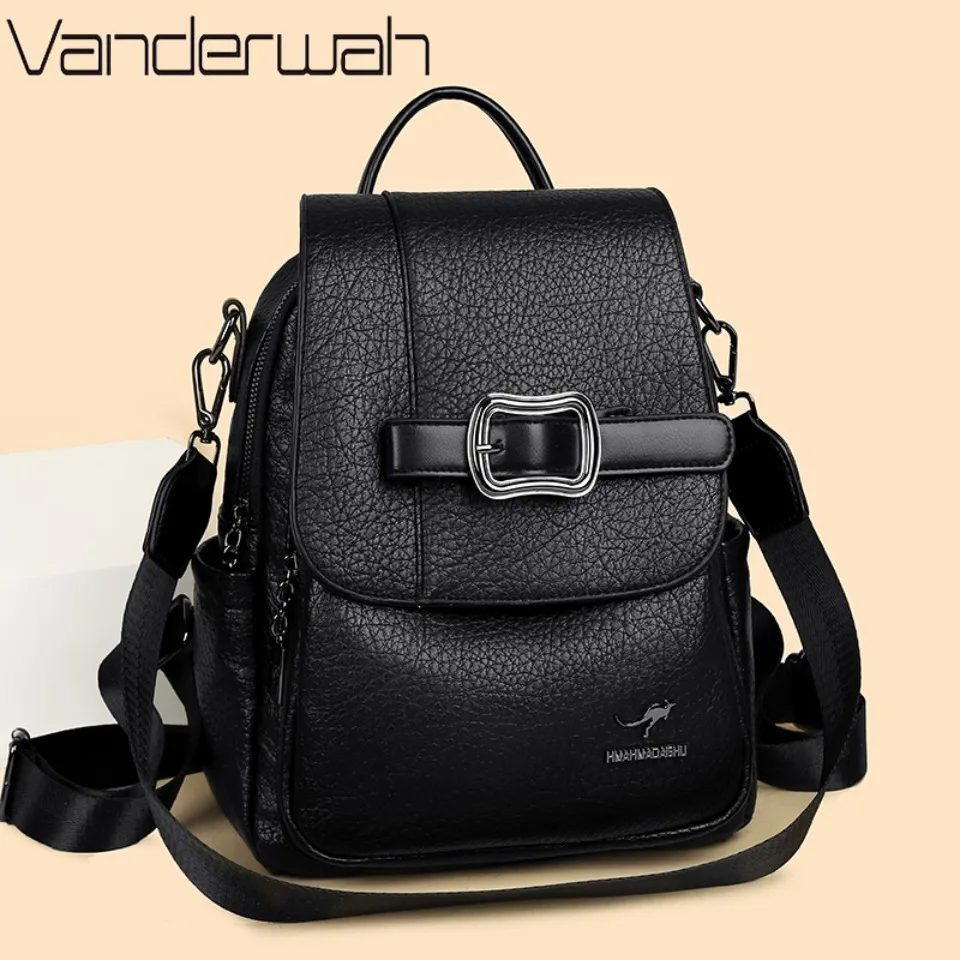

Women's Soft Pu Leather Backpack Multi-functional Travel Large Capacity Shoulder Bag Top Quality School Back Pack Girl Mochilas