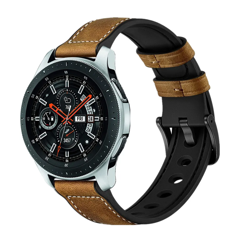 22mm 20mm Leather + Silicone strap for Huawei watch 3 GT2/Active 2/Amazfit GTR comfort bracelet strap for Samsung Galaxy watch 6