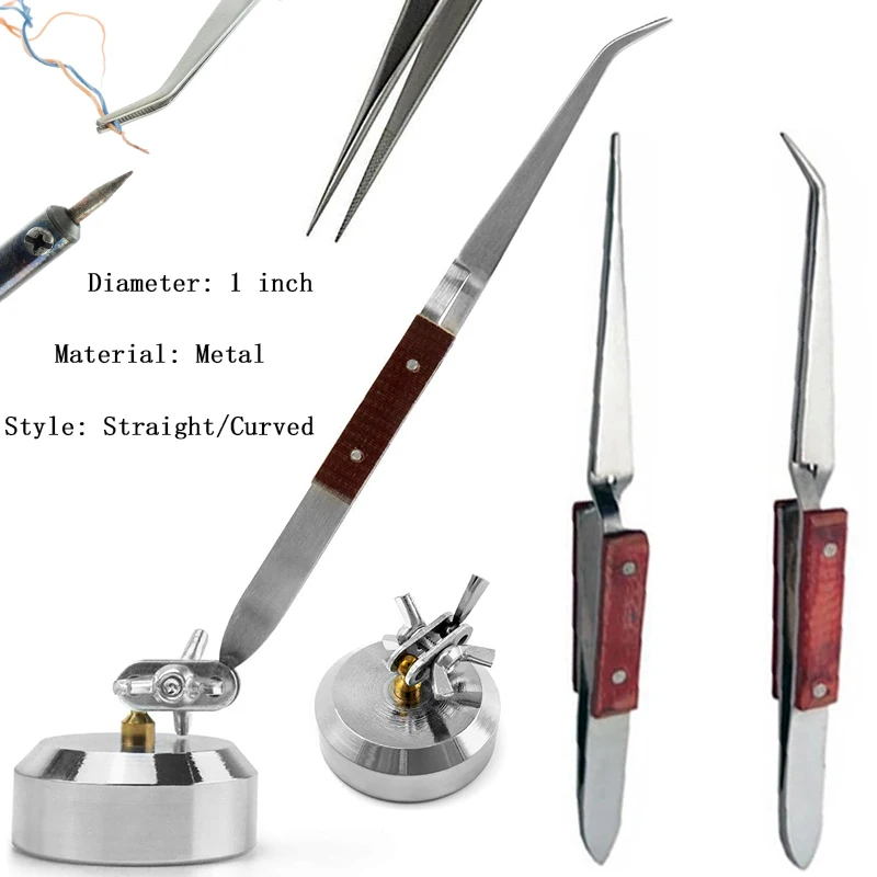 Stainless Steel Cross Locking Lock Tweezer Self Closing Jewelry Soldering Craft Repair Tool Insulated Tweezer Straight Elbow Tip