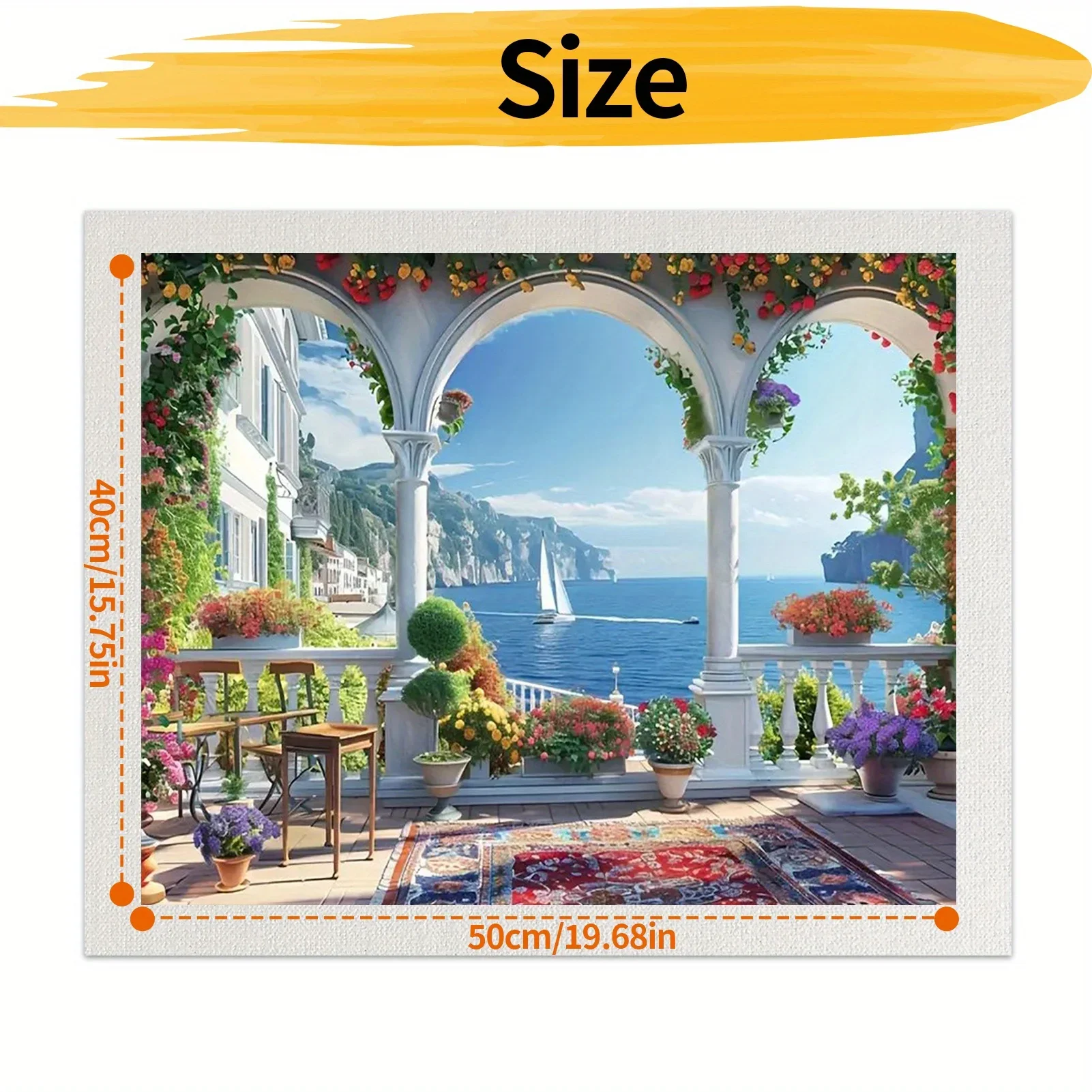 Professional Art Use, Paint by Numbers Kit for Adult Beginners - 50X40Cm/19.68X15.75Inch Colored Canvas, Easy Seaside Scenery Ac