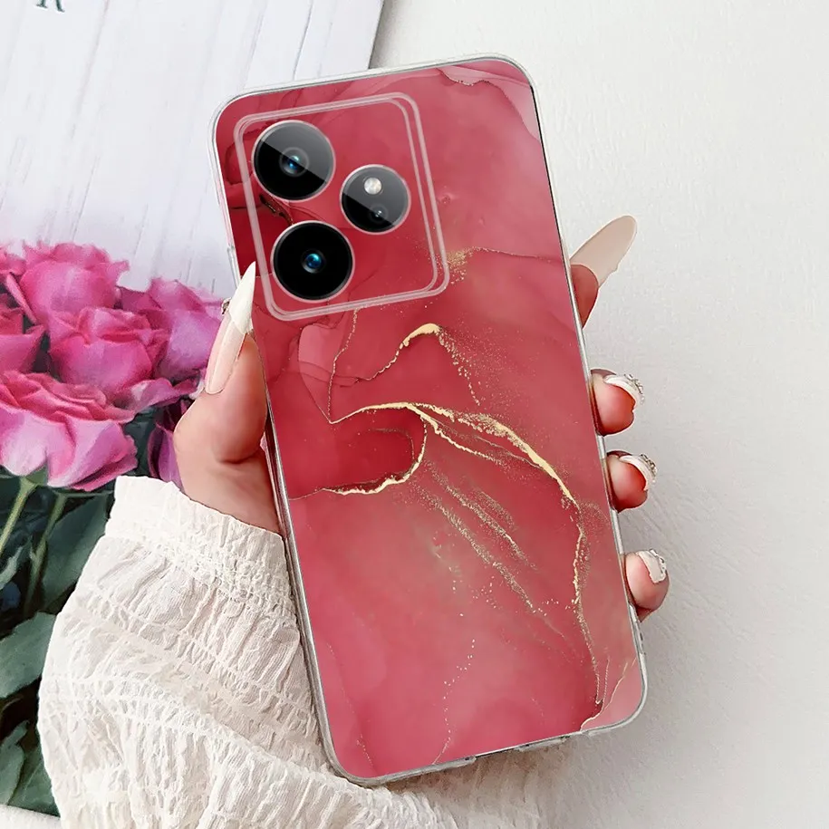 ل Realme GT7 2025 حافظة RMX6688 غطاء موضة جديدة زهرة الرخام لينة سيليكون الحالات الهاتف ل Realme GT 7 Pro 7T Realme7 Fundas
