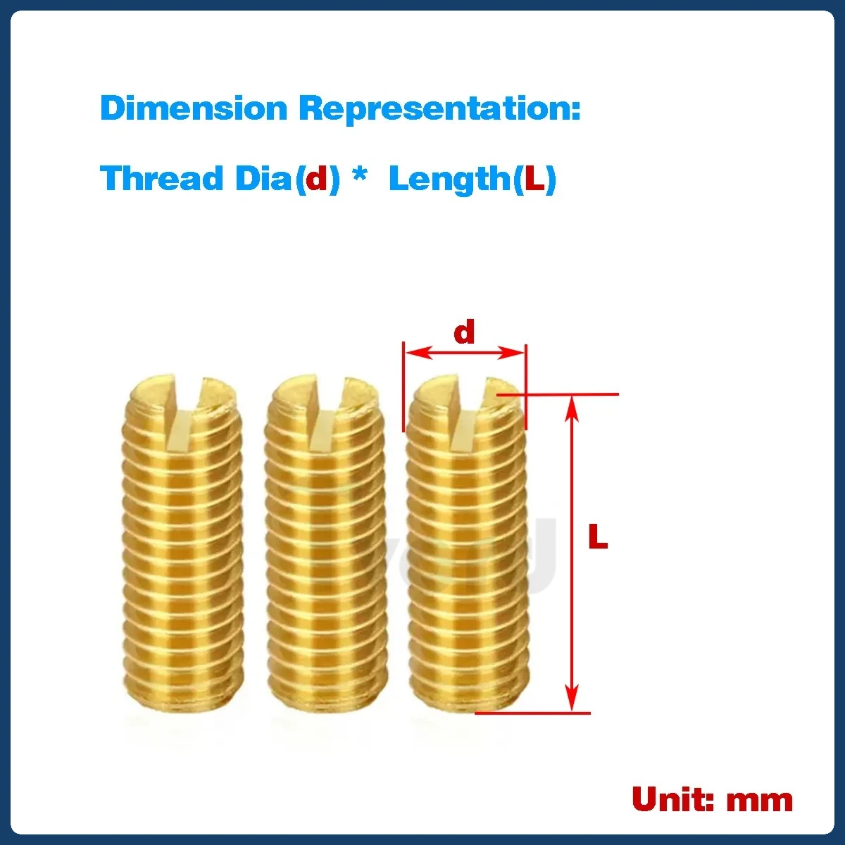 Brass Slotted Screw/Set Screw/Copper Headless Bolt M2 M2.5 M3 M4 M5