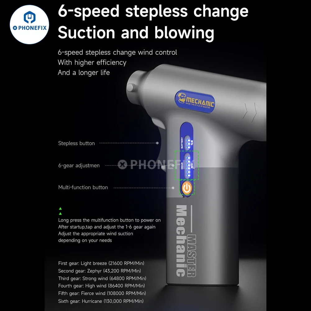 MECHANIC DB10 Turbo Suction Blowing Integrated Machine Turbo Fan Handheld Air Blower Dust Removal Mobile Phone Cleaning Tool