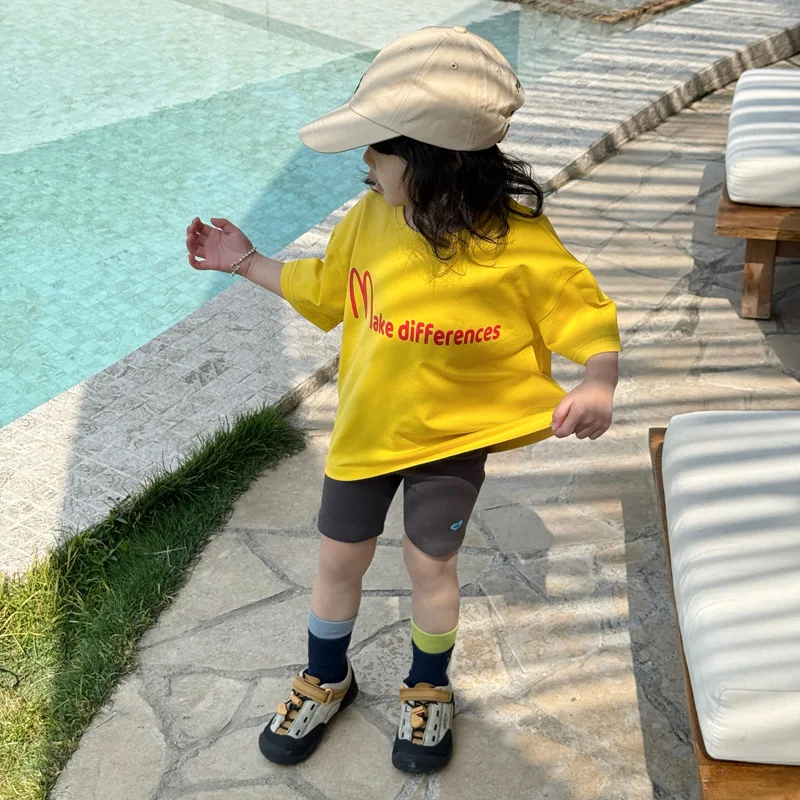 Girl's trousers children's riding trousers 2025 summer new solid colour simple pit stripe bottoms baby yoga trousers tide