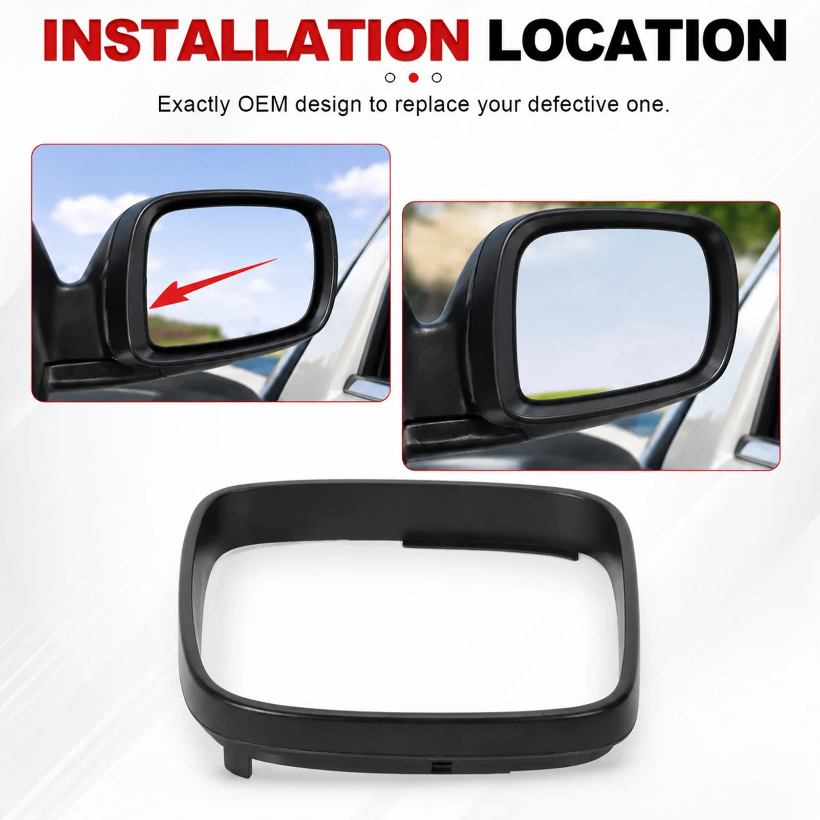 For Transporter T5 Pre‑Facelift 2003 To 2009 Rear View Mirror Frame Cover Ring Long Lasting Right Side Use Exterior Mirror Frame