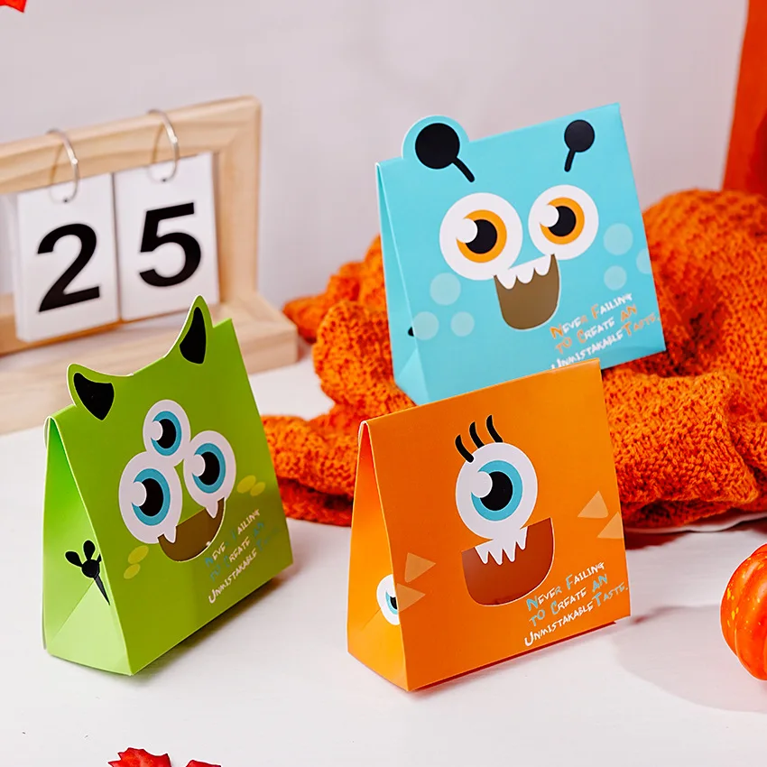 6Pcs Cartoon Monster Candy Gift Bag Trick or Treat Goodie Sweets Snack Bags for 2024 Halloween Party Decor Supplies Kids Favors