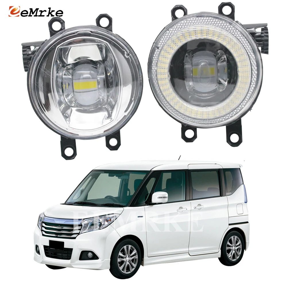 

2-in-1 LED Fog Lights Angel Eyes Daytime Running Lamp DRL w/ Cut-Line Lens for Suzuki Solio Bandit Hybrid DAA-MA36S DBA-MA26S