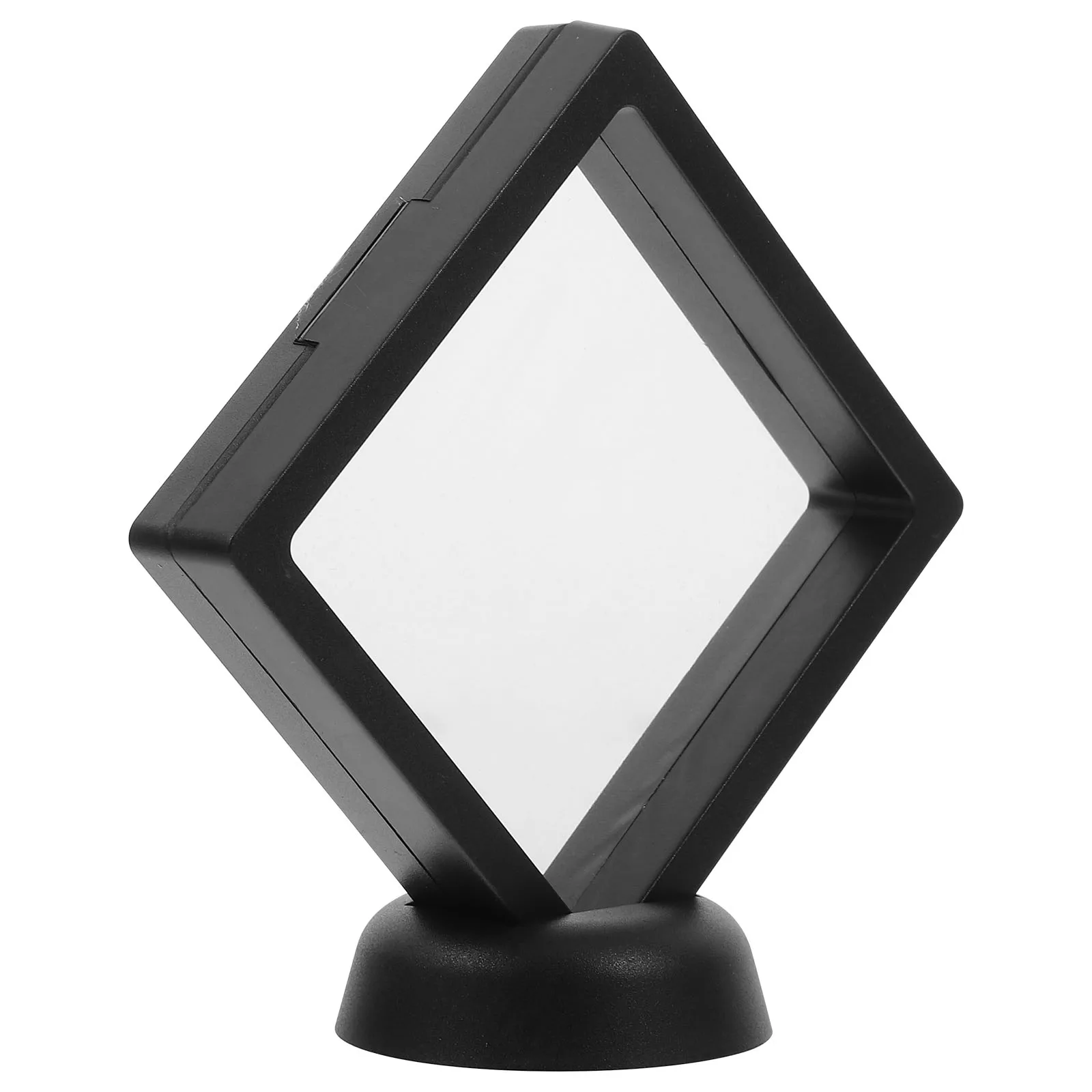 

Floating Frame Transparent Case For Jewelry Coin Medal Shadow Box 9X9Cm Round Base Black 3D Display Box Home Business Use 3D