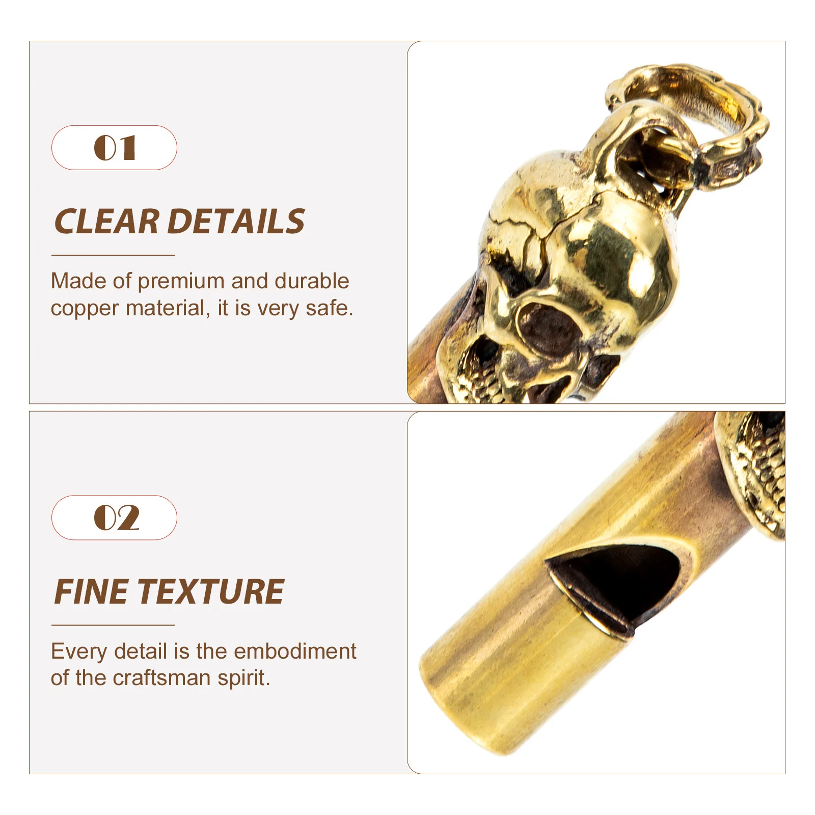 الجمجمة على شكل صافرة قسط النحاس دائم الطوارئ في الهواء الطلق التخييم بقاء صافرة خمر الدعامة الطرف المجوهرات #2