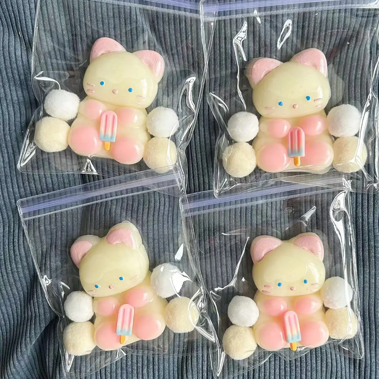 Kawaii Cartoon Animal Squeeze Squishy Fingertip Toys Ice Cream Cats Sheep Rabbits Bears Adult Stress Relief Kids Toys Girl Gifts