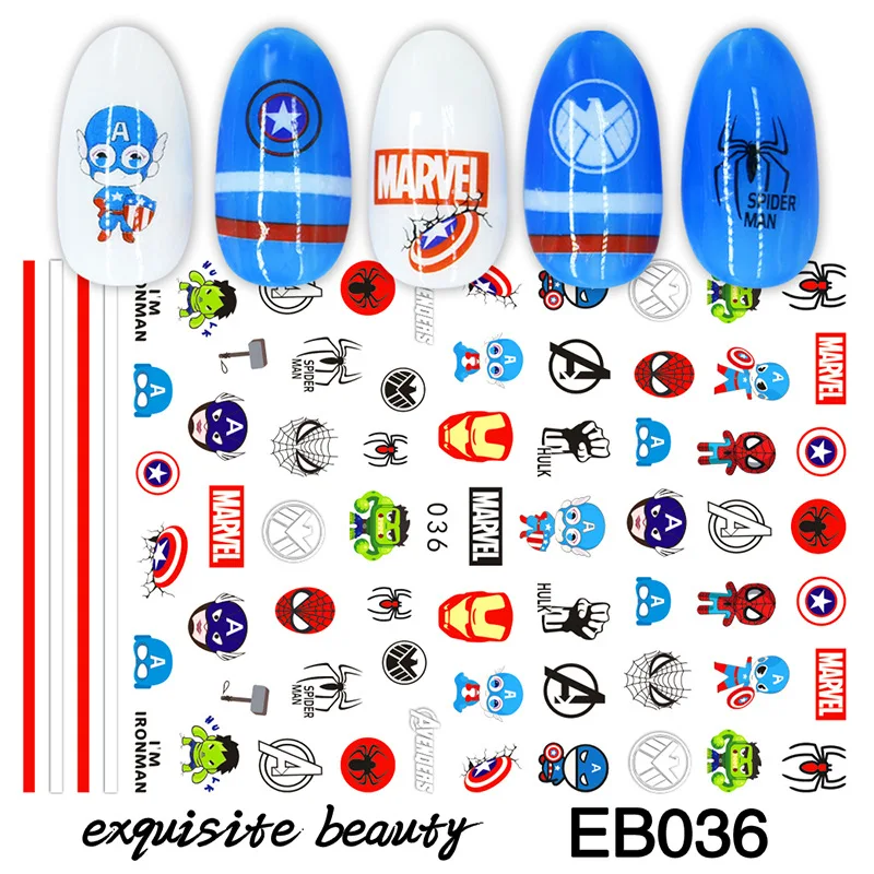 Marvel Superhero Nail Sticker Disney Mickey Mouse Nail Slider Nail Art Decoration Cartoon Stitch Nail Art Stickers Nail Supplies