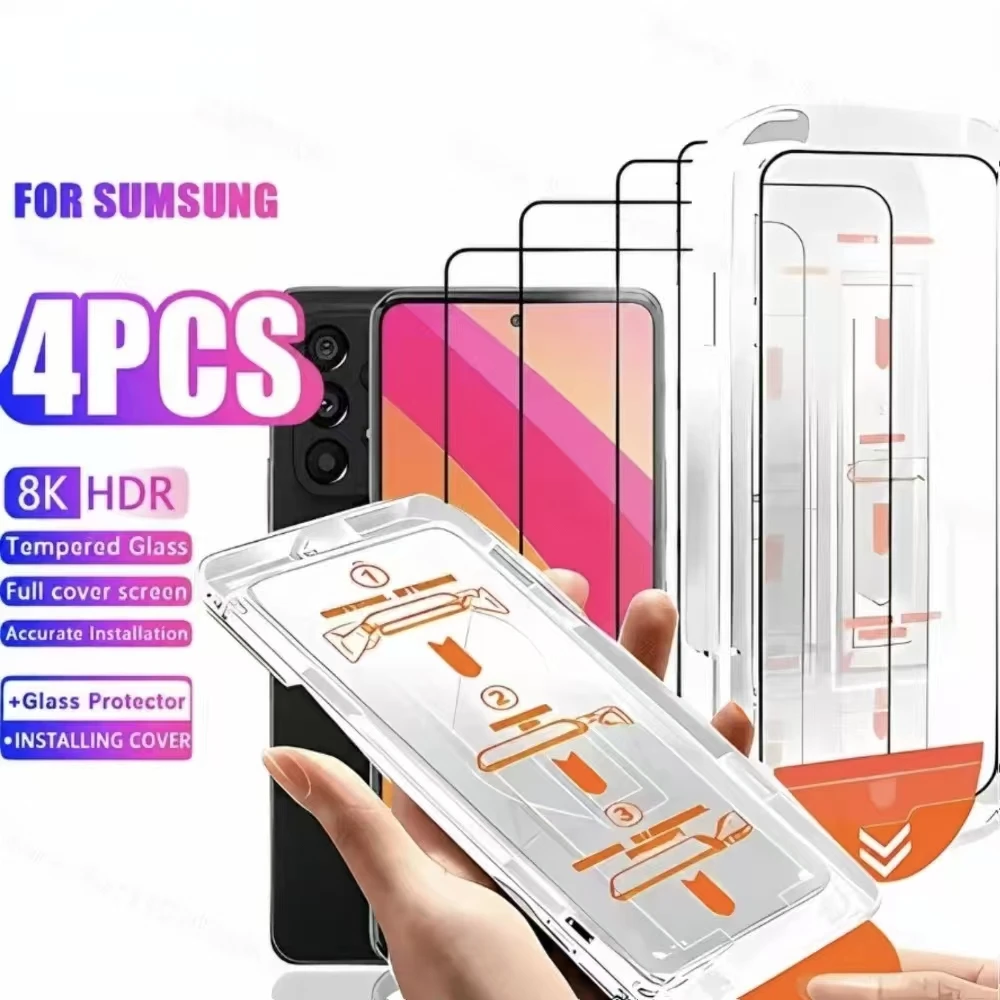 1-4PCS Dust Free Oleophobic Coating Screen Protectors For Samsung S26 S25 Ultra Edge S24 S23 S22 + FE S26+ Tempered Glass