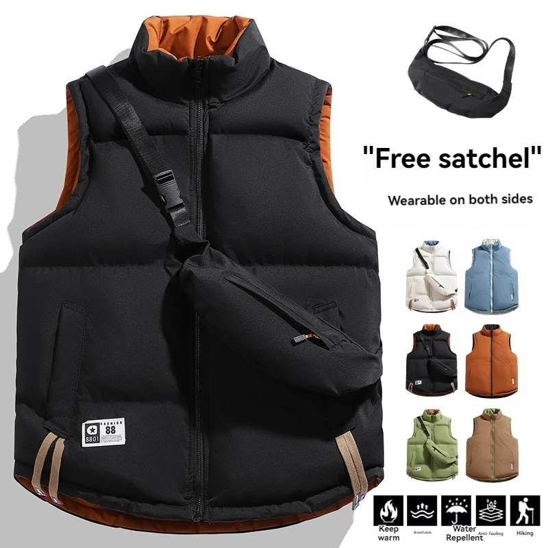New Winter Fashionable Warm Double sided Cotton Vest Outdoor High quality Breathable Comfortable Casual Cold proof Padded Jacket