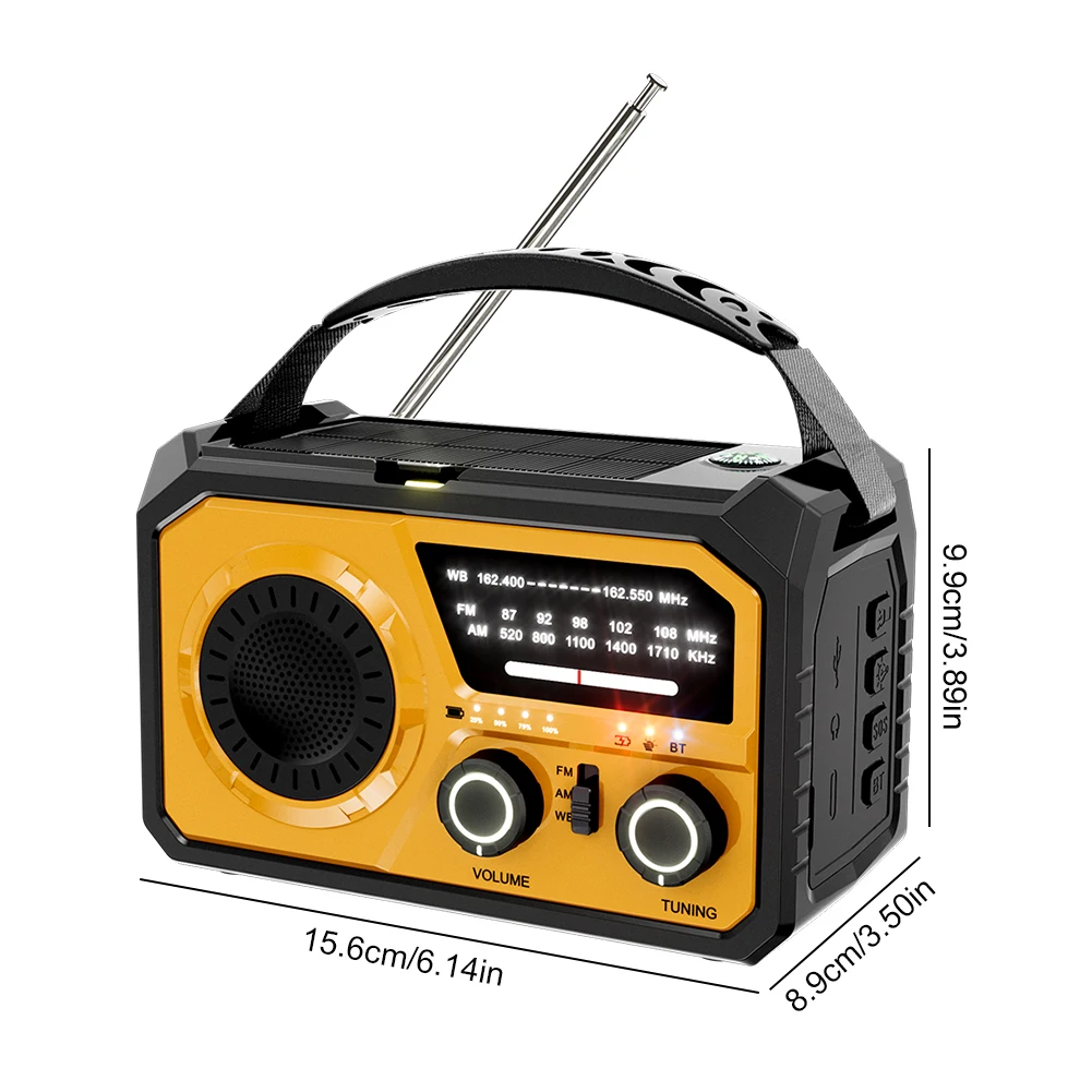 16000mAh AM/FM/WB NOAA الطقس في حالات الطوارئ راديو قوة البنك شاحن الهاتف بلوتوث متوافق 5.3 المتكلم لحالات الطوارئ في الهواء الطلق