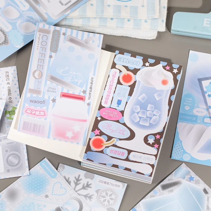 20Pages Creative Cute DIY Scrapbook Decorative Stickers Sticky Notes Writeable Memo Pad for Journal Office School Stationery