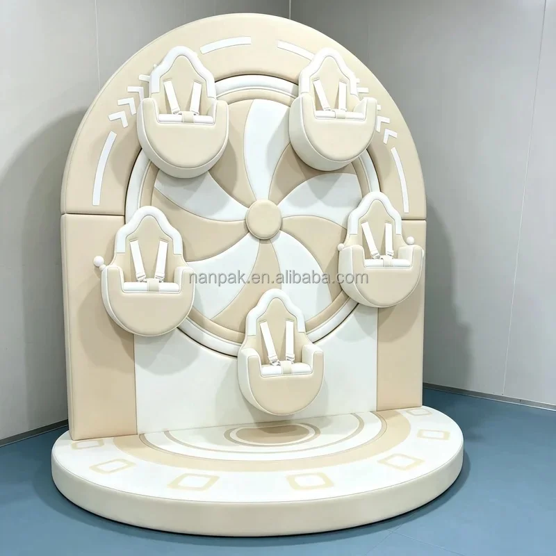 Indoor Kids Soft Play Mini Ferris Wheel, 5 Seats Electric Rotating Kids Amusement Equipment for Daycare, Cafe, Playground&Mall