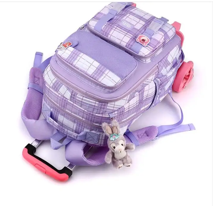 Primary School Rolling Bag With Wheels School Wheeled Backpack for girls School Trolley Bags For Girls Schoolbag Satchel Wheels