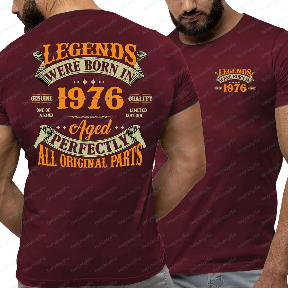 メンズカジュアルTシャツ,50歳の高品質Tシャツ,ヴィンテージ,チェスト,フルバックプリント,1974
