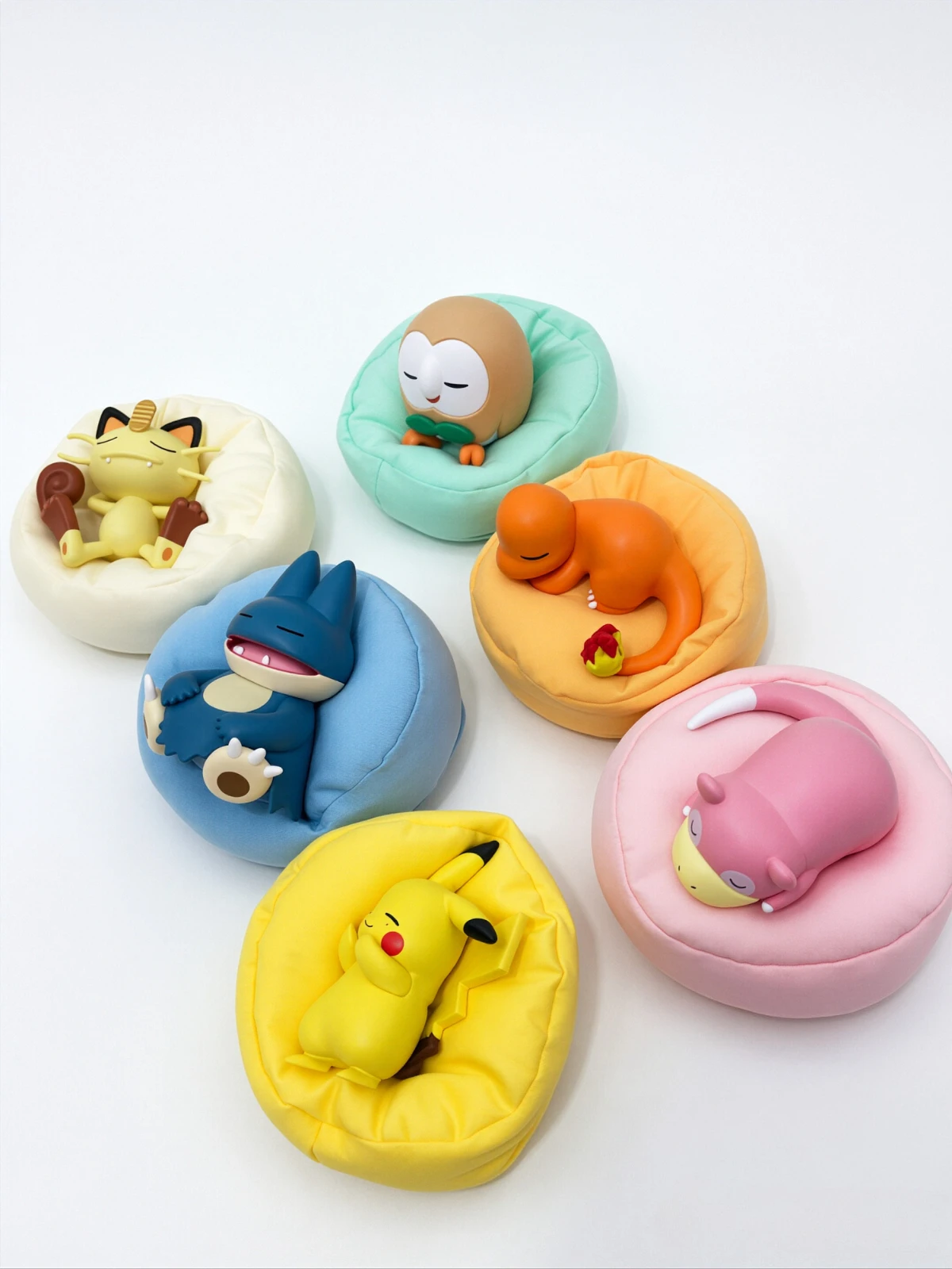 pokemon-casual-time-series-sleeping-pose-figures-pikachu-charmander-meowth-rowlet-slowpoke-snorlax-desktop-decoration-toy-gift