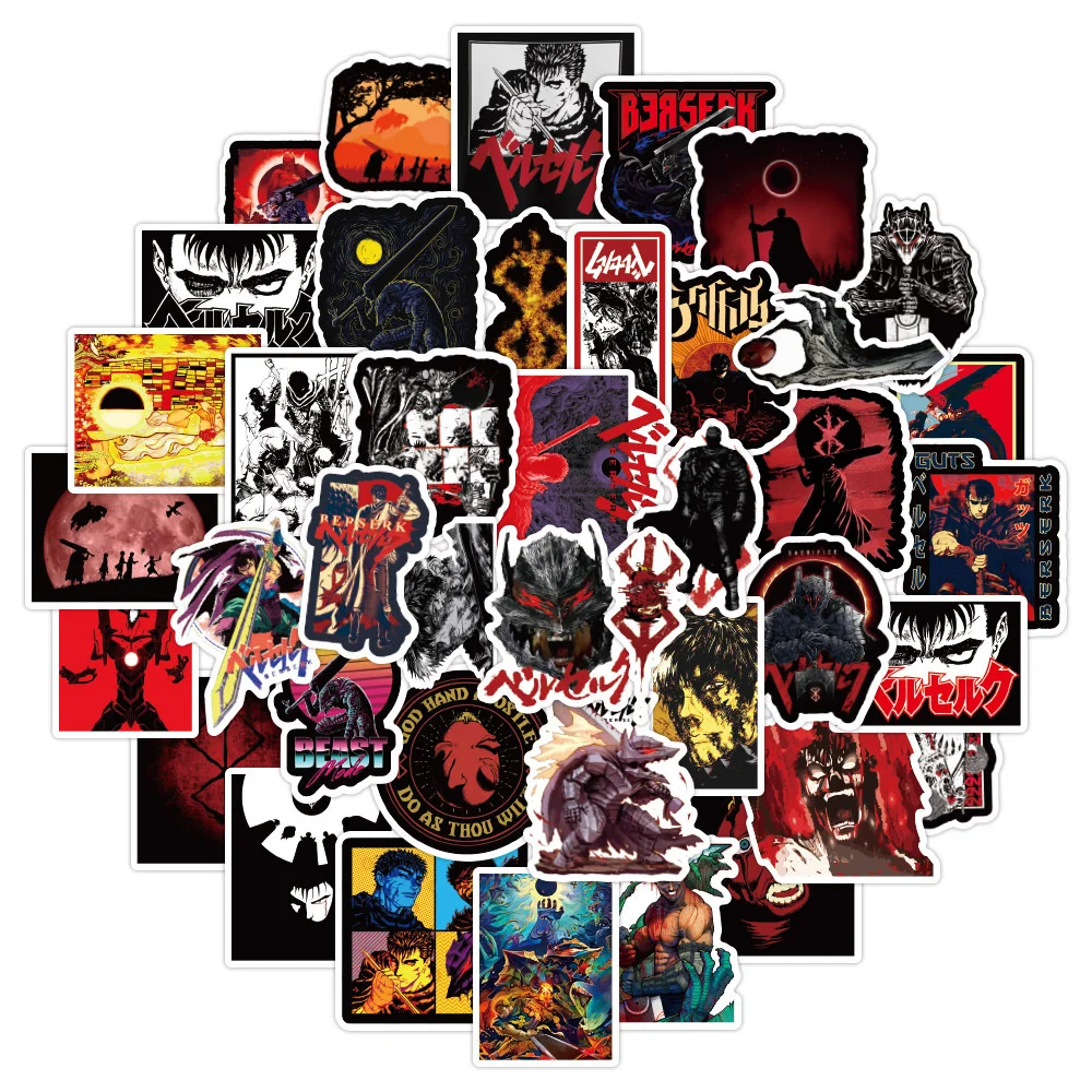 50PCS Guts Japanese Anime Berserk Graffiti Sticker for Luggage Laptop Skateboard Motorcycle Notebook Sticker