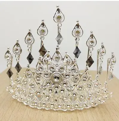 Thai Style Crown Rhinestone Metal Women Headwear Shiny Vintage Dance Gold Colour