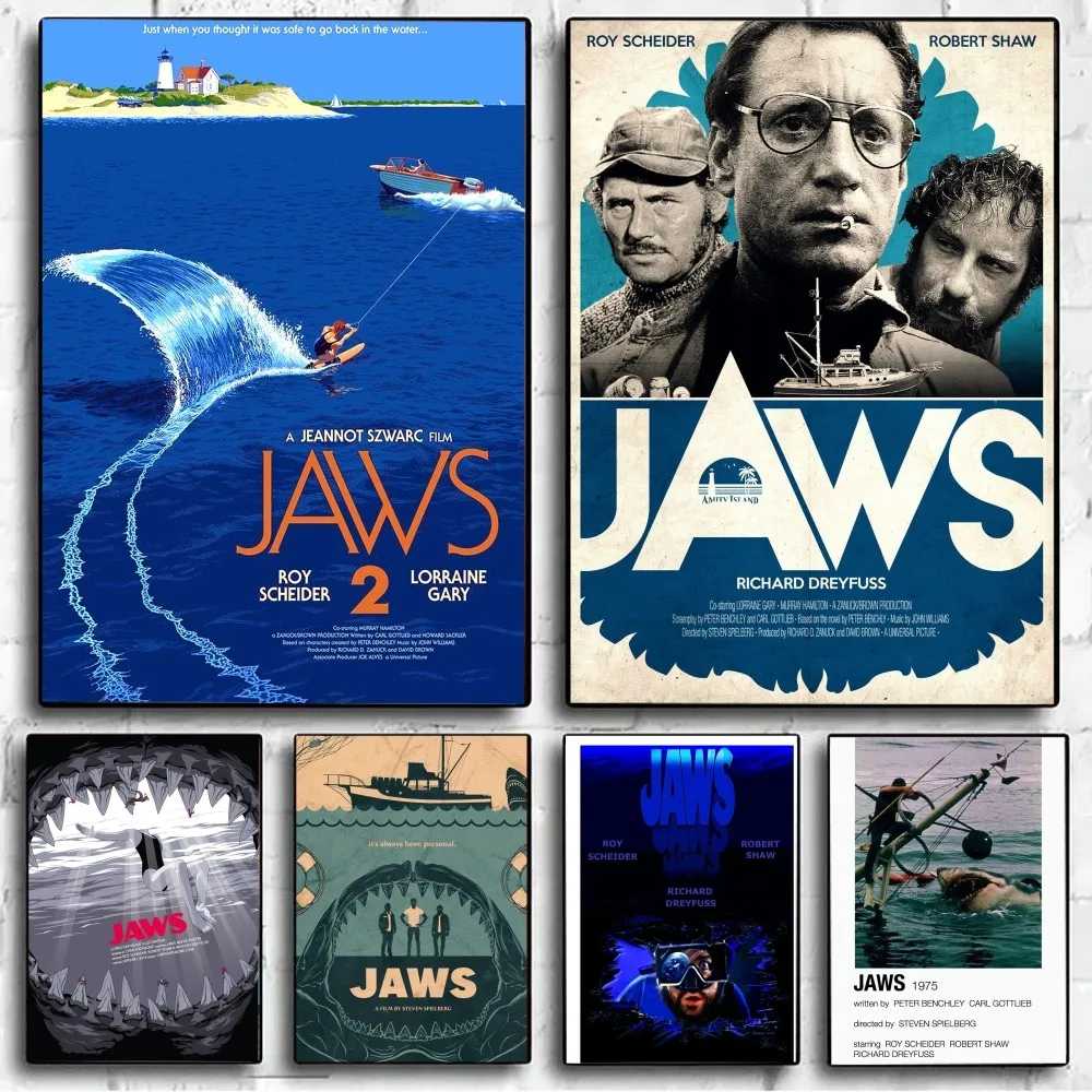 Classic Movie jaws Poster No Framed Poster Kraft Club Bar Paper Vintage Poster Wall Art Painting Bedroom Study Stickers