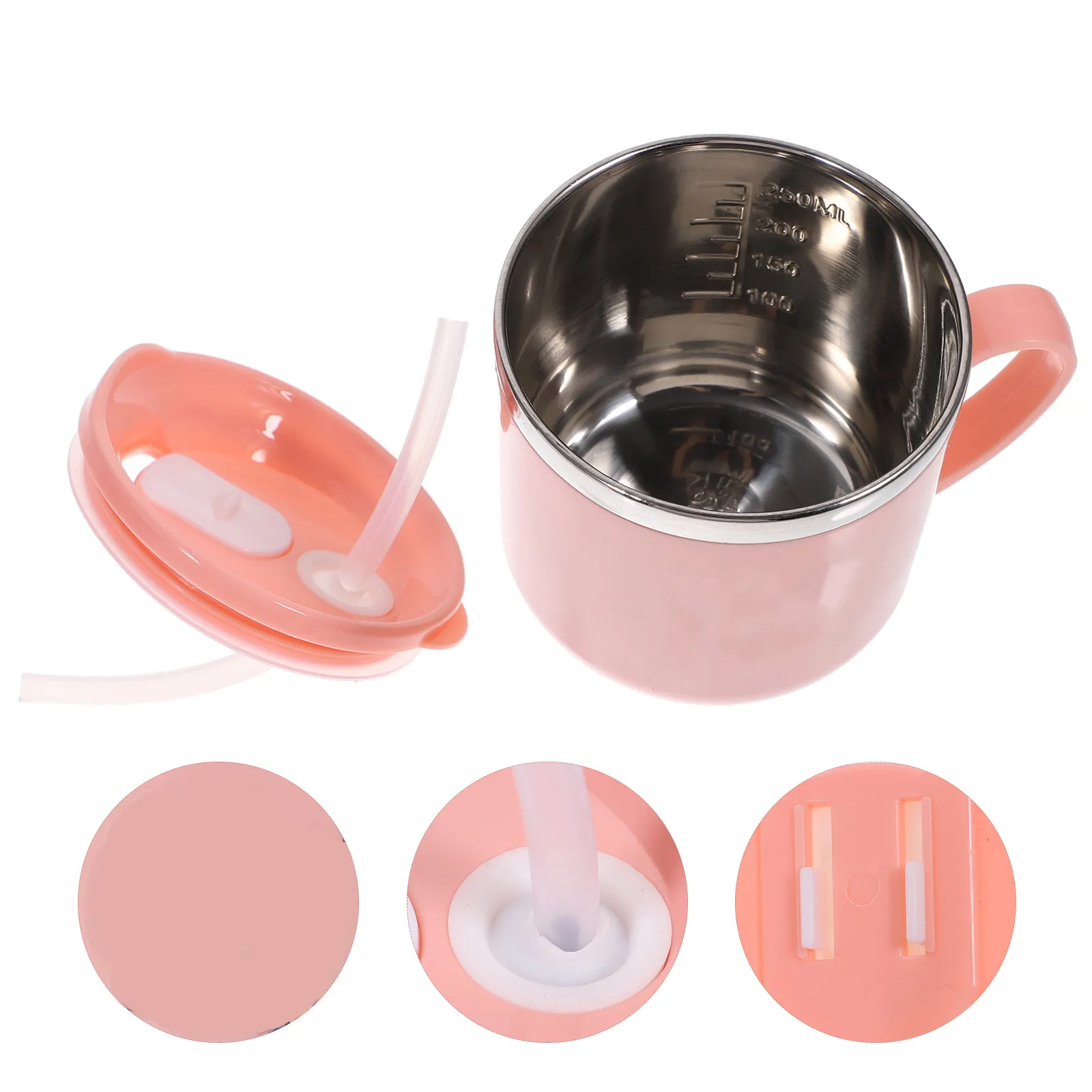 

Детская чашка для воды из нержавеющей стали 300 мл с трубочкой, непроливайка для малышей, легко моется, с милым дизайном животных