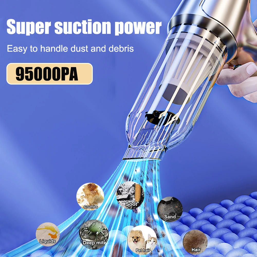 Car Vacuum Cleaner 95000PA Wireless Strong Suction Vacuum Cleaner For Car Home Handheld Portable Car Vacuum Cleaning Machine