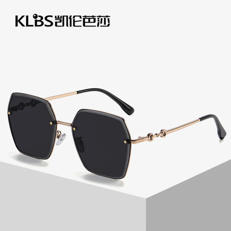 New Sunglasses Fashion Trend Frameless Marine-Lens Sunglasses Women's Big Brand Same Sunglasses Live in Stock Glasses