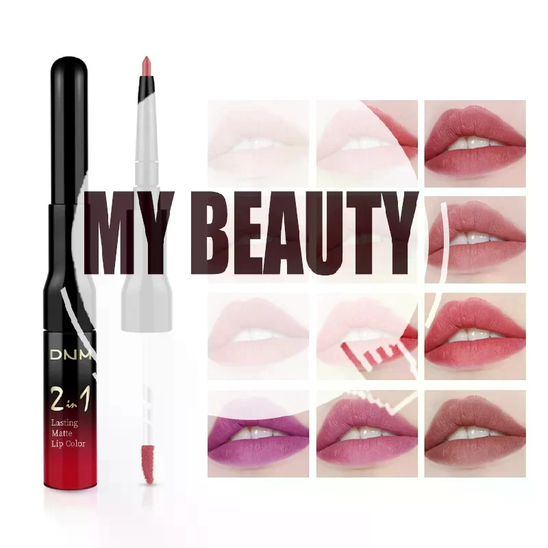 DNM 1Pcs Matte Lip Liner And Liquid Lipstick Set Women's Long-lasting Lipstick 24-hour Waterproof